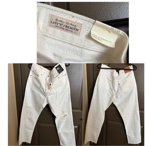 Levi’s premium women white 501 jeans original cropped